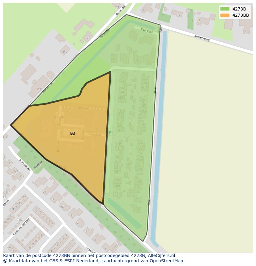Afbeelding van het postcodegebied 4273 BB op de kaart.