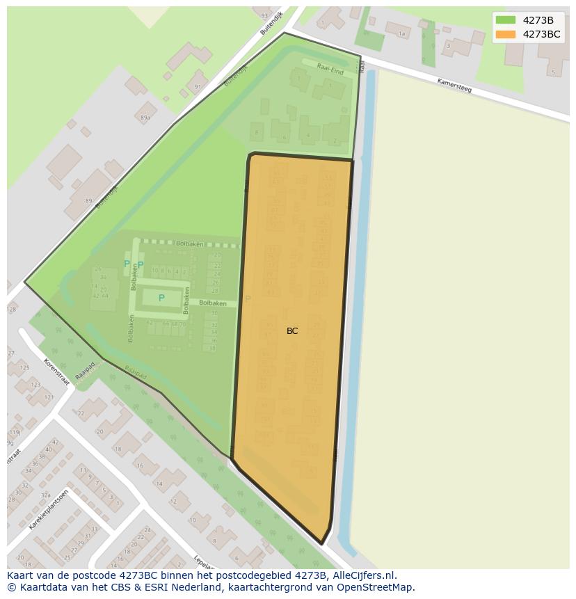 Afbeelding van het postcodegebied 4273 BC op de kaart.