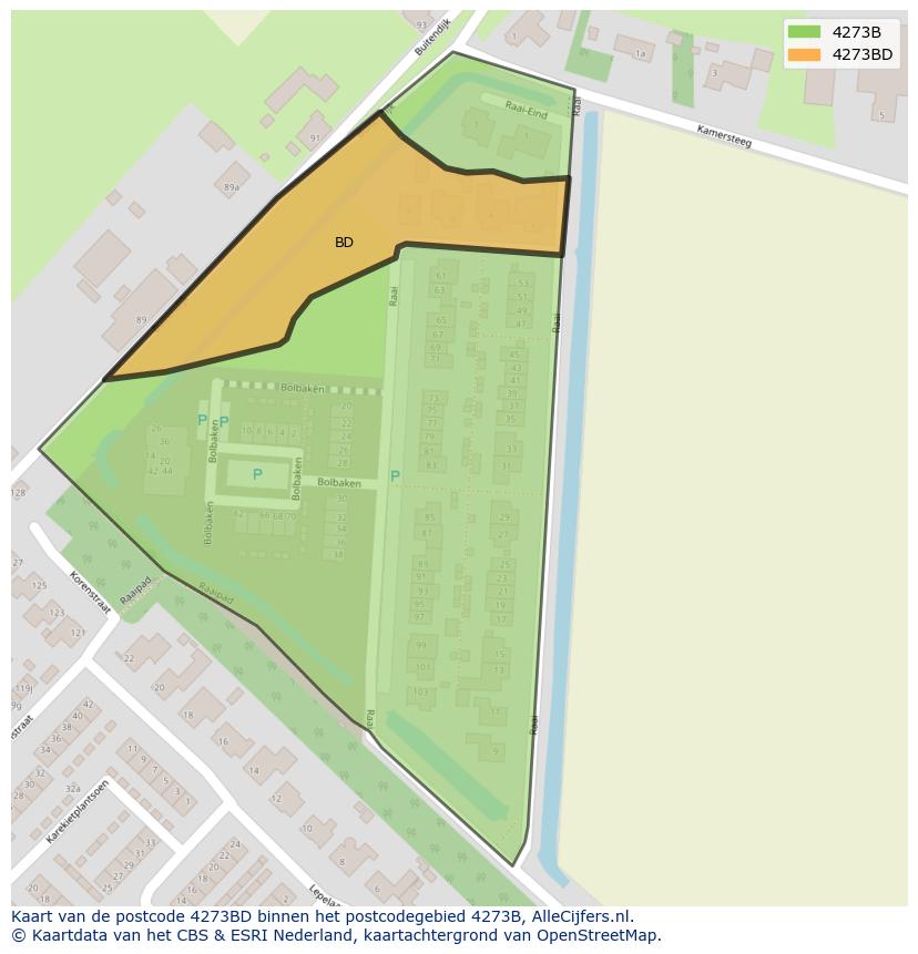 Afbeelding van het postcodegebied 4273 BD op de kaart.