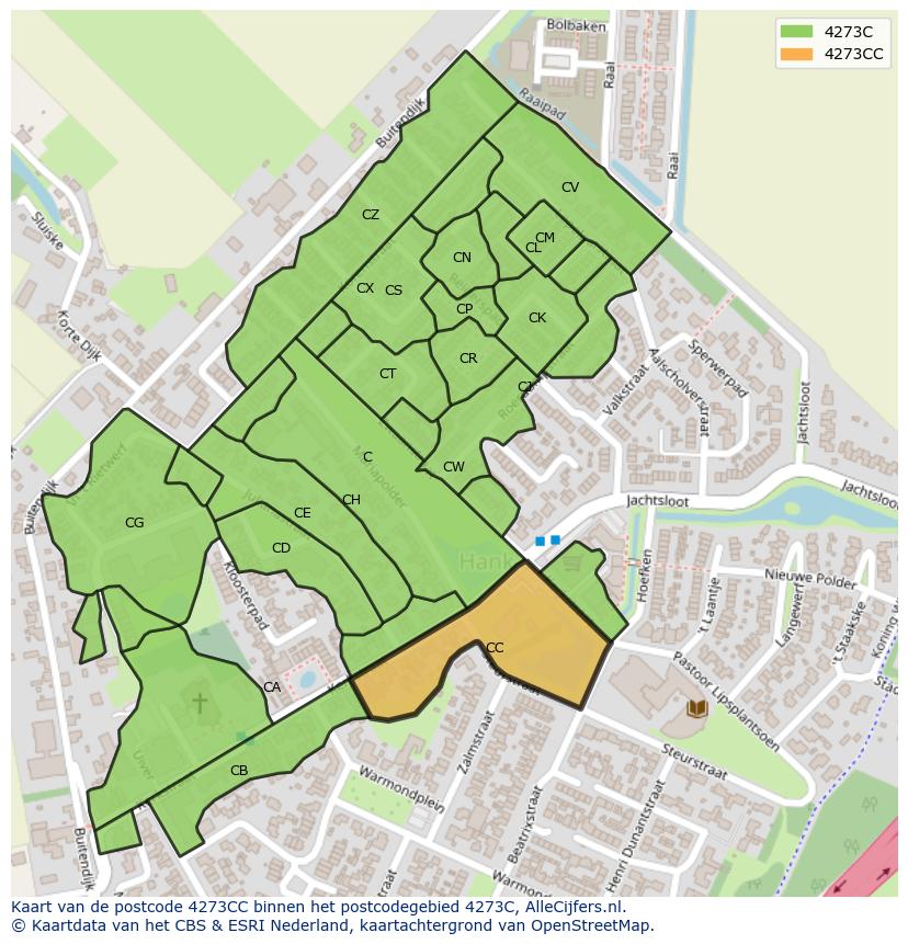 Afbeelding van het postcodegebied 4273 CC op de kaart.