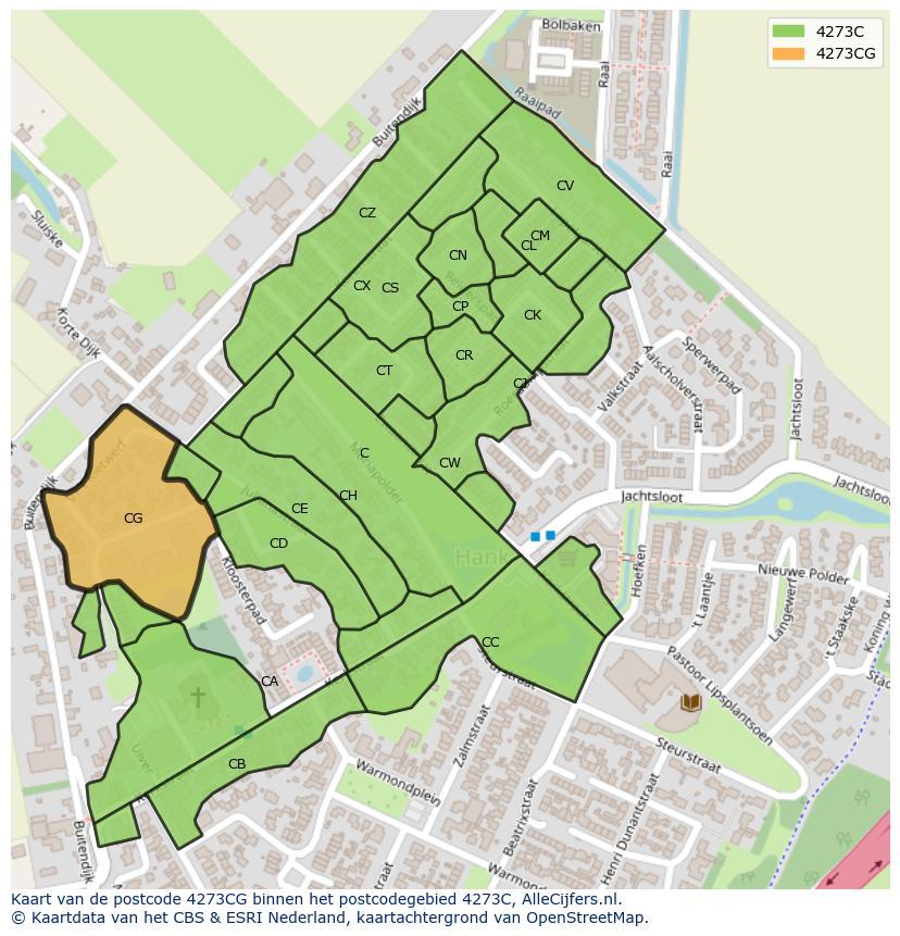 Afbeelding van het postcodegebied 4273 CG op de kaart.