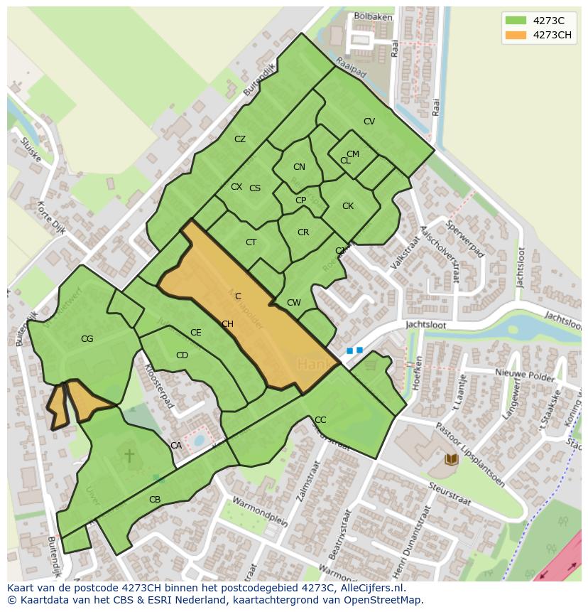 Afbeelding van het postcodegebied 4273 CH op de kaart.