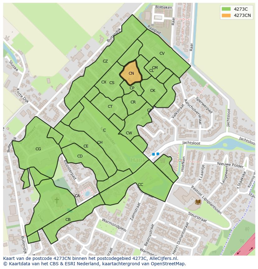 Afbeelding van het postcodegebied 4273 CN op de kaart.