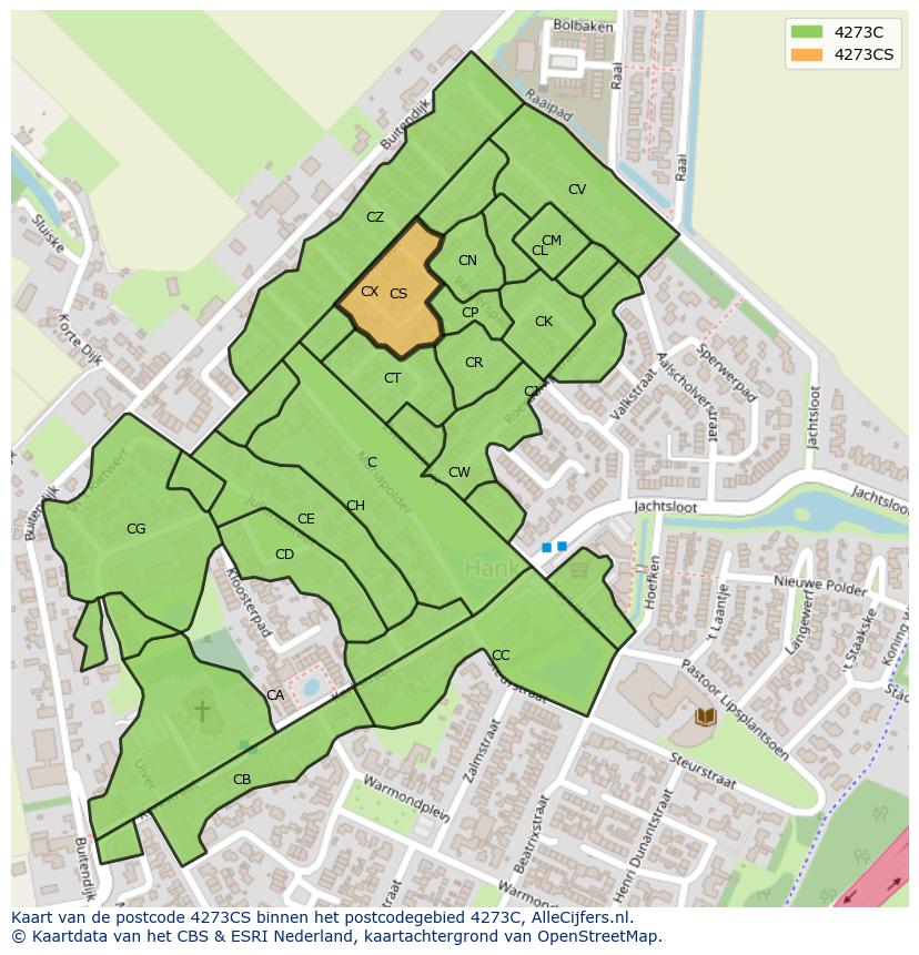 Afbeelding van het postcodegebied 4273 CS op de kaart.