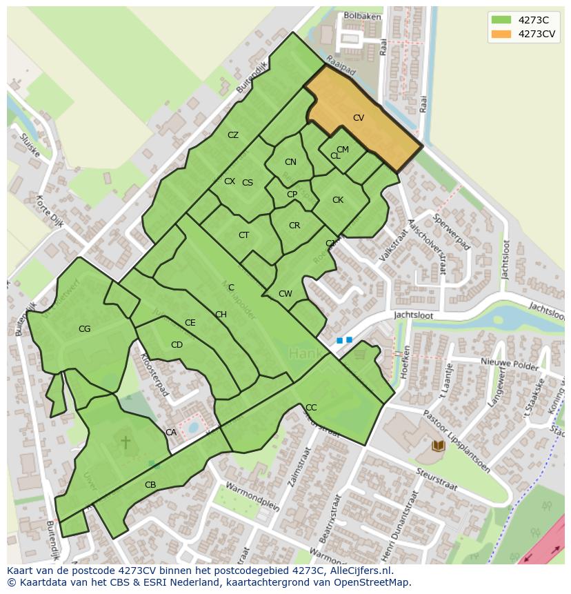 Afbeelding van het postcodegebied 4273 CV op de kaart.
