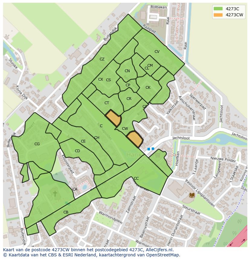 Afbeelding van het postcodegebied 4273 CW op de kaart.