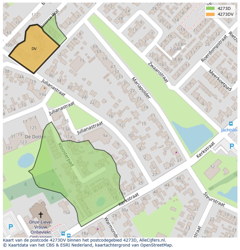 Afbeelding van het postcodegebied 4273 DV op de kaart.