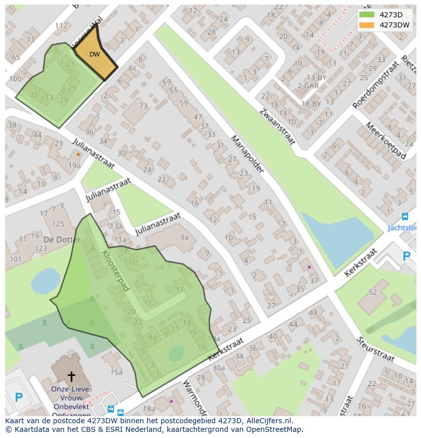 Afbeelding van het postcodegebied 4273 DW op de kaart.