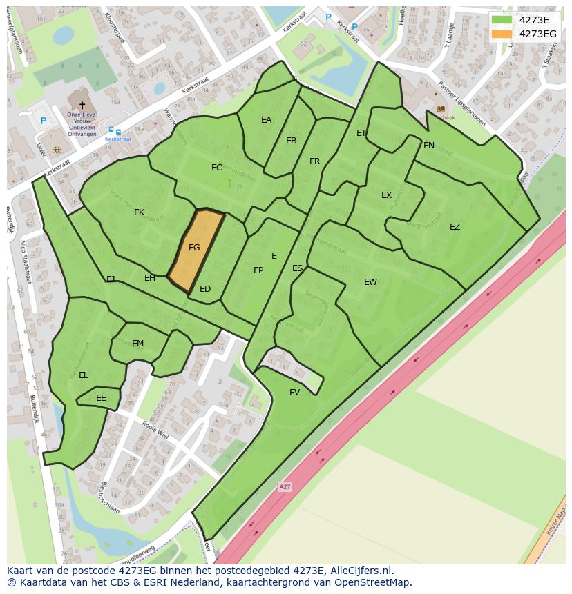 Afbeelding van het postcodegebied 4273 EG op de kaart.