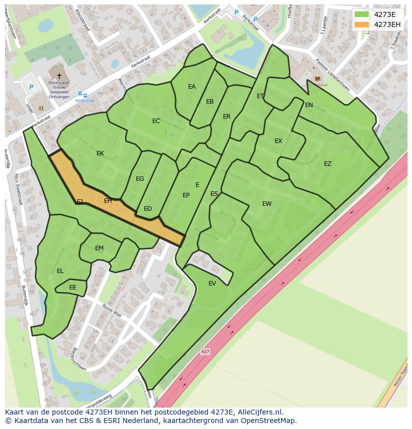 Afbeelding van het postcodegebied 4273 EH op de kaart.