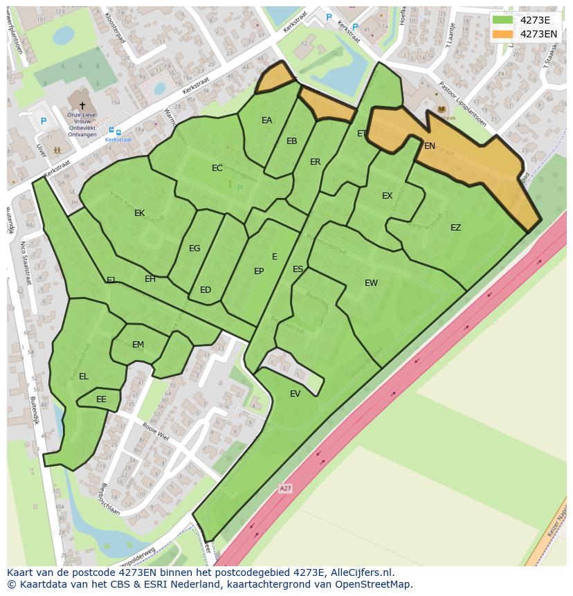 Afbeelding van het postcodegebied 4273 EN op de kaart.