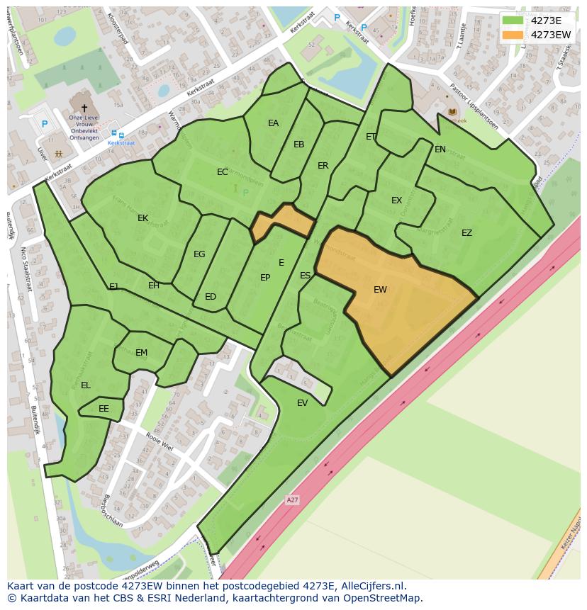 Afbeelding van het postcodegebied 4273 EW op de kaart.
