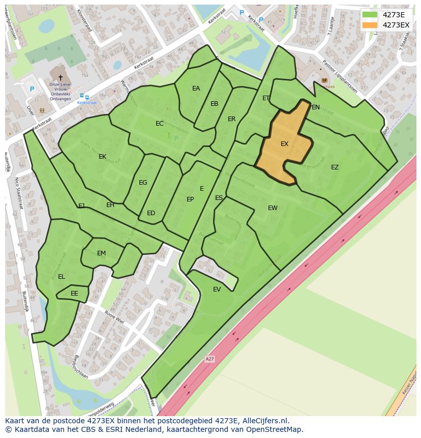 Afbeelding van het postcodegebied 4273 EX op de kaart.