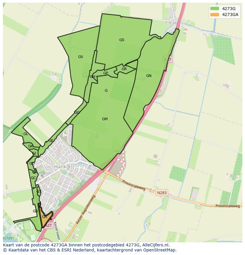 Afbeelding van het postcodegebied 4273 GA op de kaart.