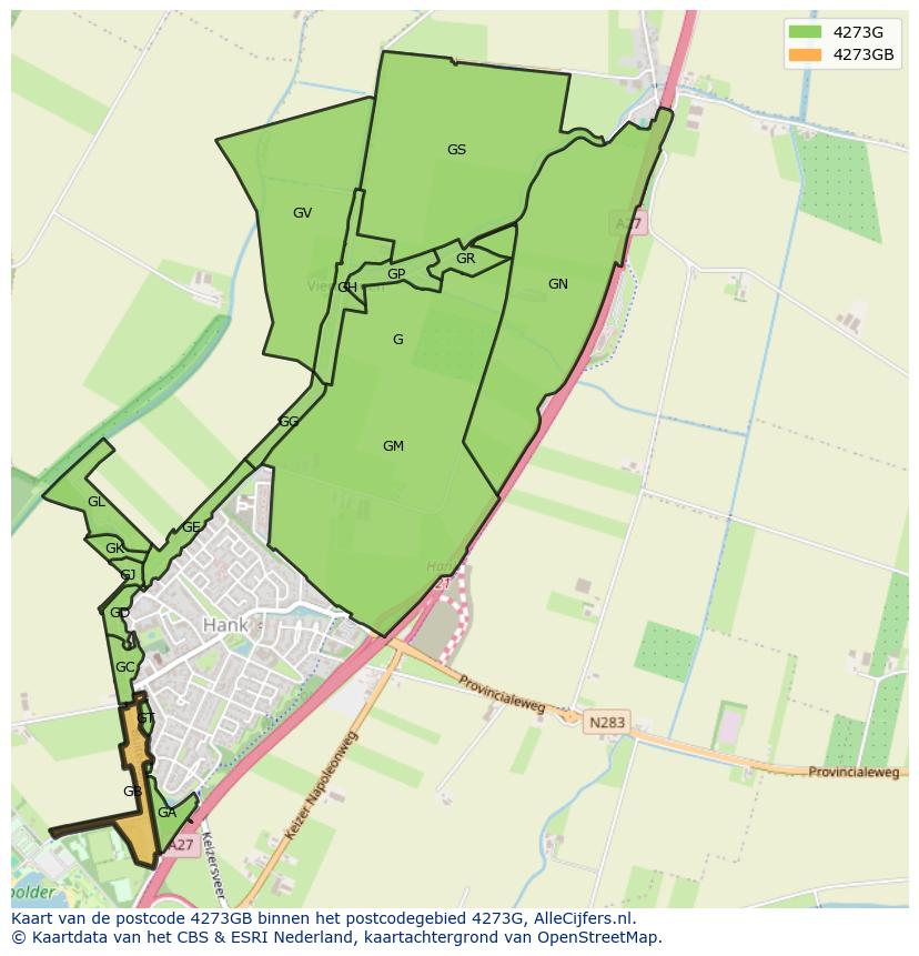 Afbeelding van het postcodegebied 4273 GB op de kaart.