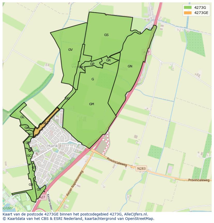 Afbeelding van het postcodegebied 4273 GE op de kaart.