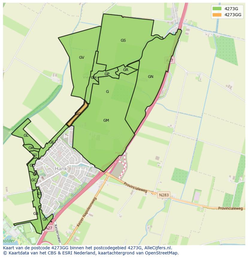Afbeelding van het postcodegebied 4273 GG op de kaart.