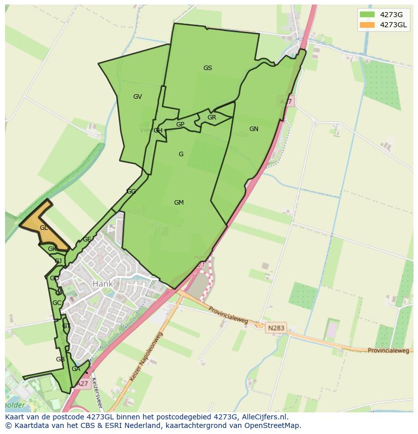 Afbeelding van het postcodegebied 4273 GL op de kaart.