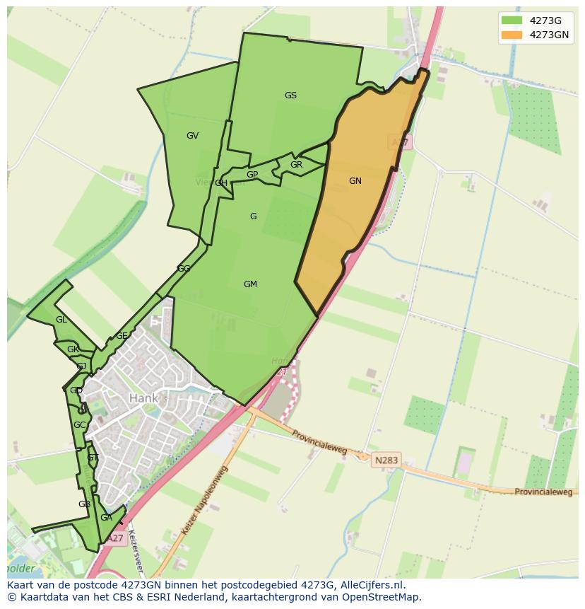 Afbeelding van het postcodegebied 4273 GN op de kaart.