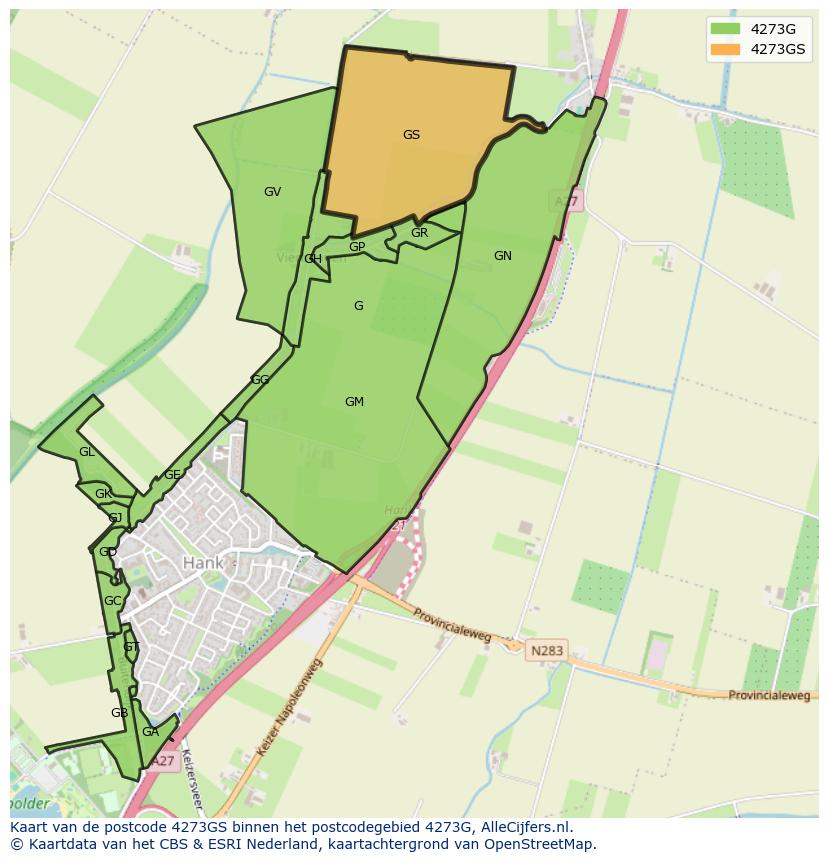 Afbeelding van het postcodegebied 4273 GS op de kaart.