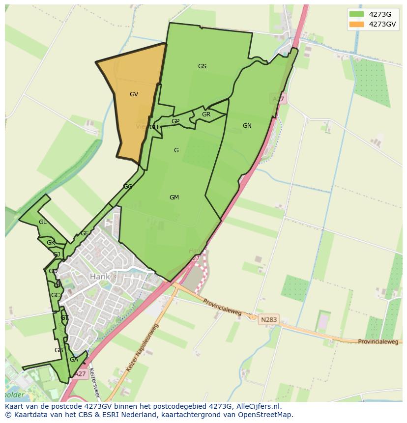 Afbeelding van het postcodegebied 4273 GV op de kaart.