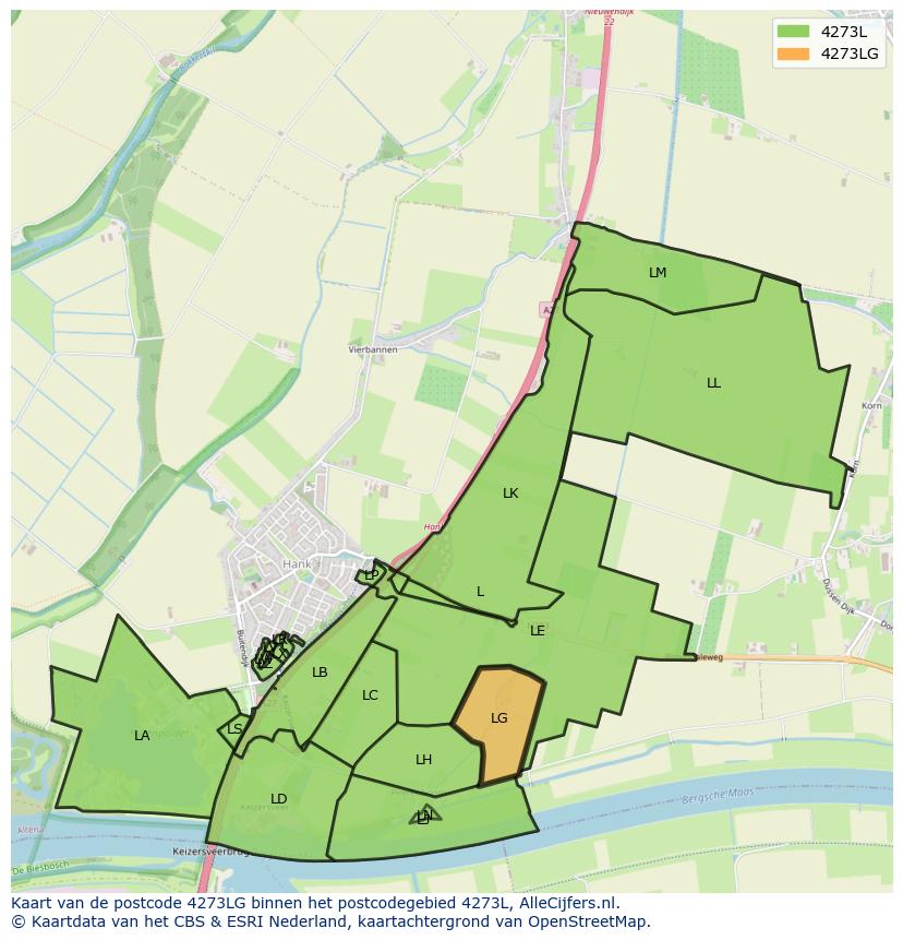 Afbeelding van het postcodegebied 4273 LG op de kaart.