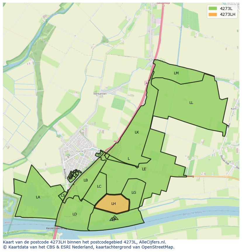 Afbeelding van het postcodegebied 4273 LH op de kaart.