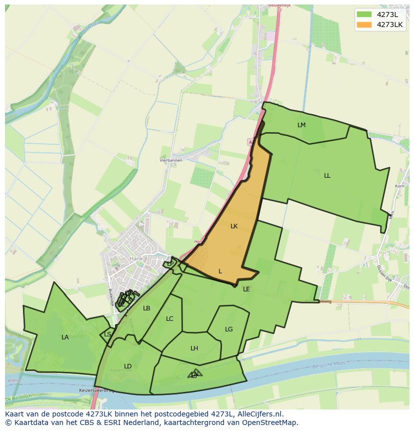 Afbeelding van het postcodegebied 4273 LK op de kaart.