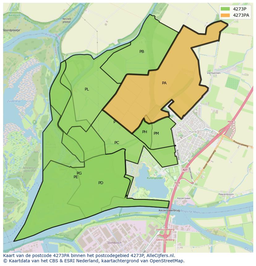 Afbeelding van het postcodegebied 4273 PA op de kaart.