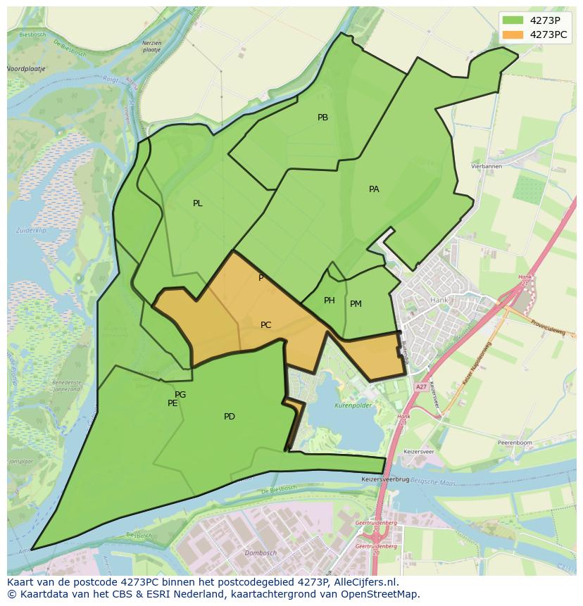 Afbeelding van het postcodegebied 4273 PC op de kaart.