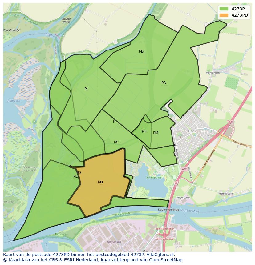 Afbeelding van het postcodegebied 4273 PD op de kaart.
