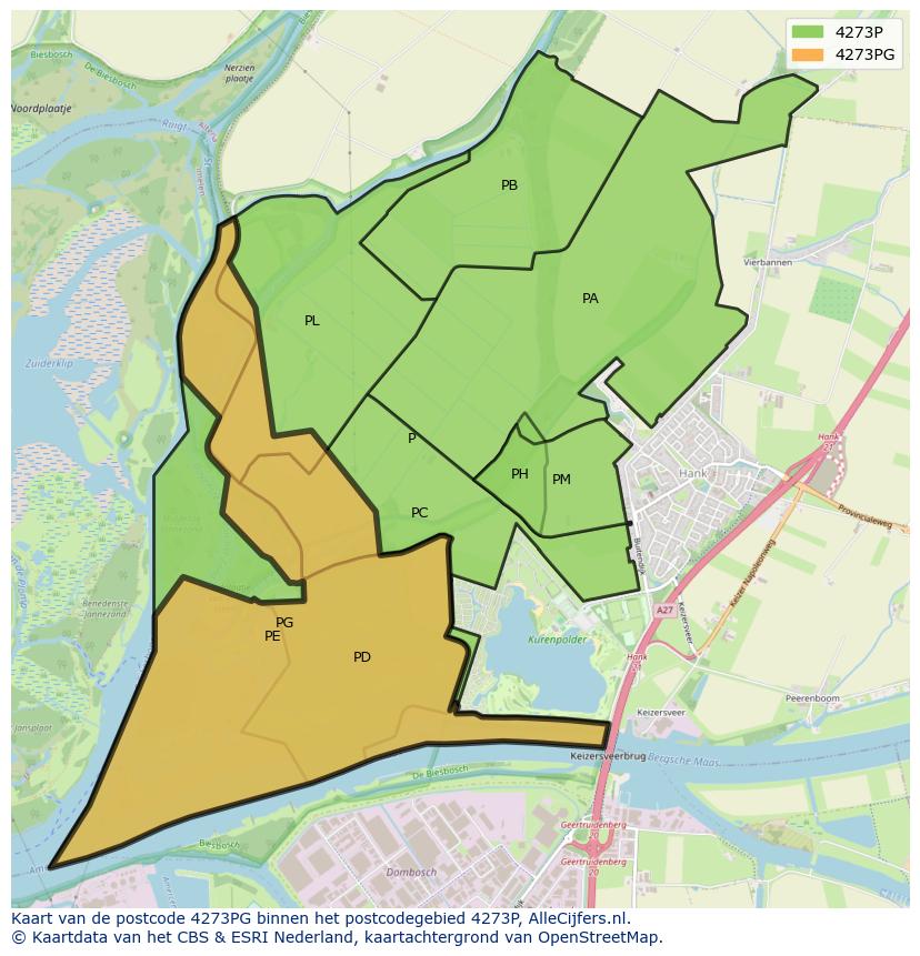 Afbeelding van het postcodegebied 4273 PG op de kaart.