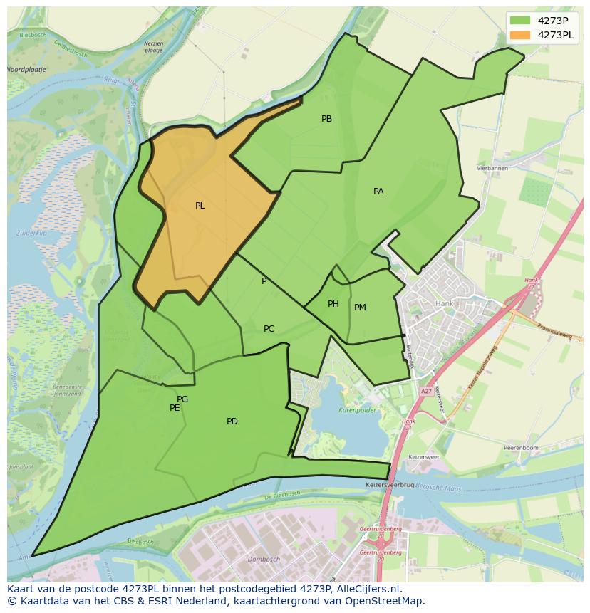 Afbeelding van het postcodegebied 4273 PL op de kaart.