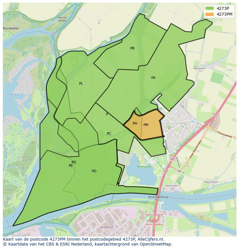 Afbeelding van het postcodegebied 4273 PM op de kaart.