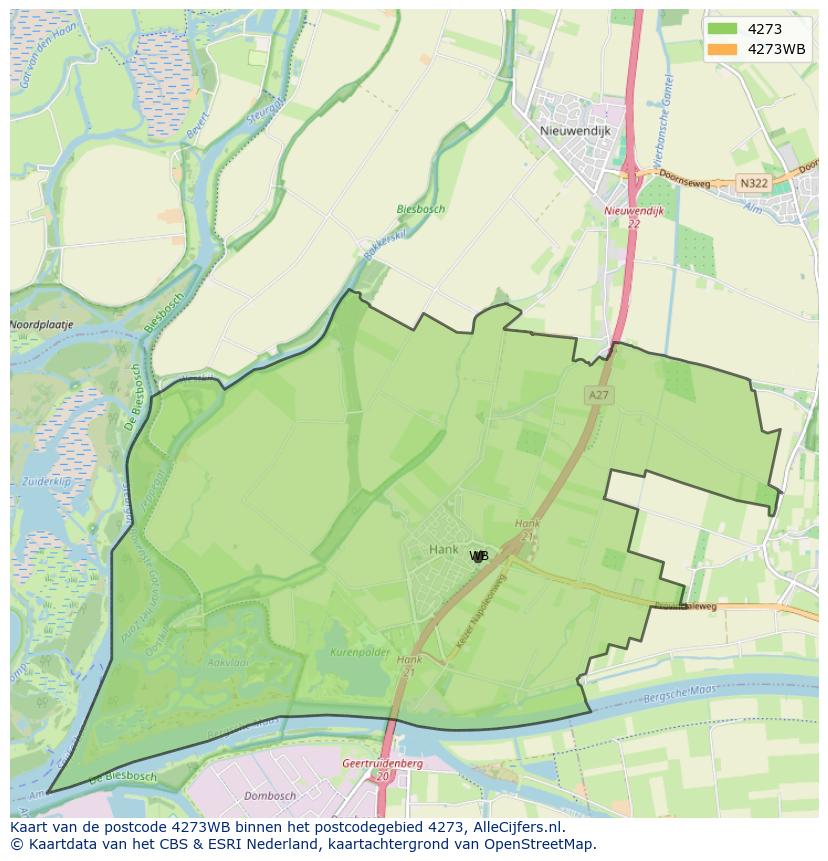 Afbeelding van het postcodegebied 4273 WB op de kaart.