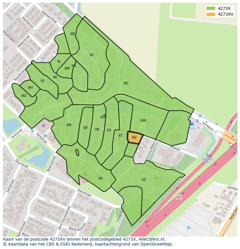 Afbeelding van het postcodegebied 4273 XV op de kaart.