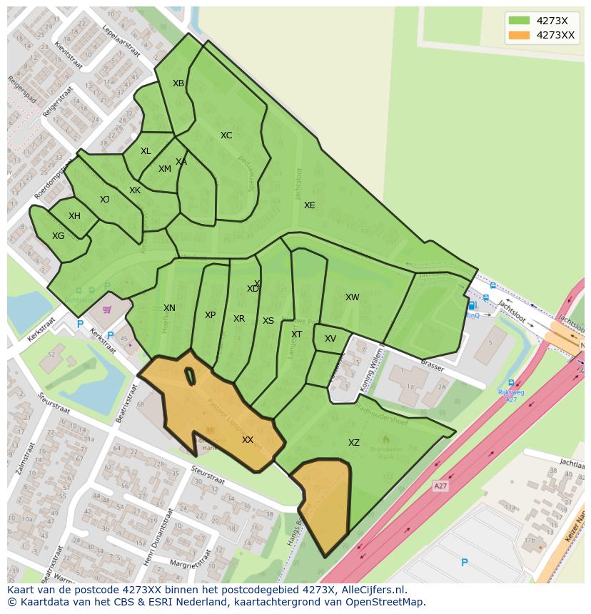 Afbeelding van het postcodegebied 4273 XX op de kaart.