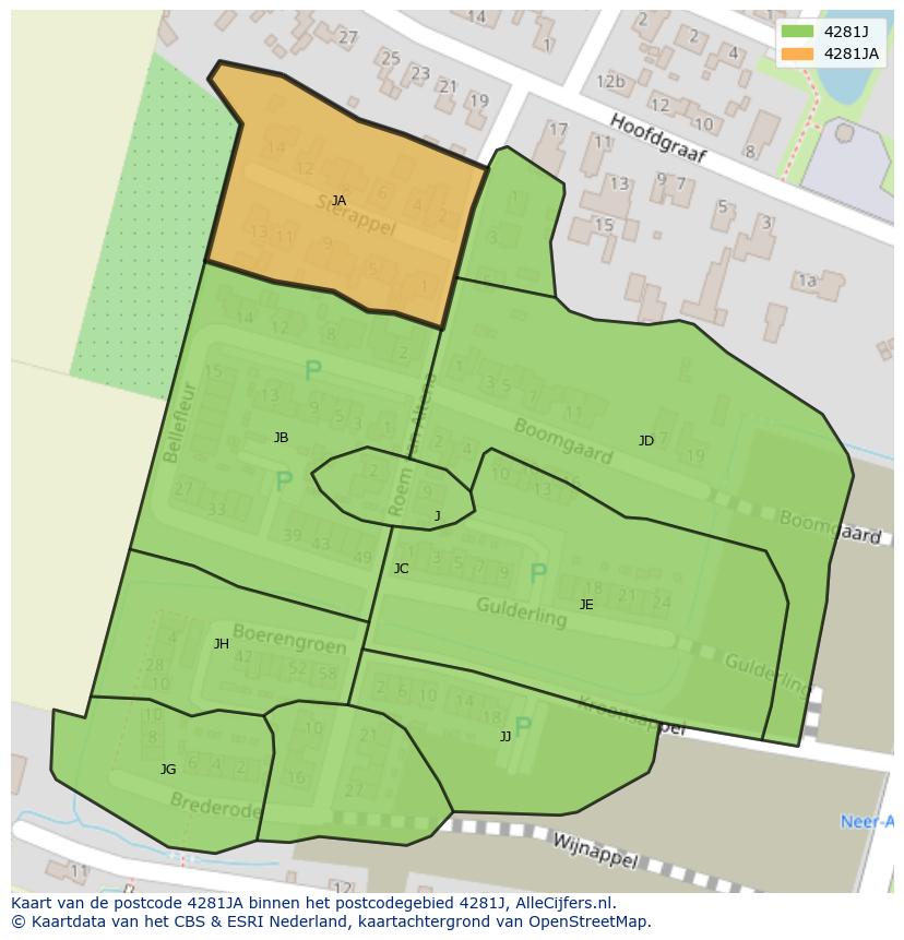 Afbeelding van het postcodegebied 4281 JA op de kaart.