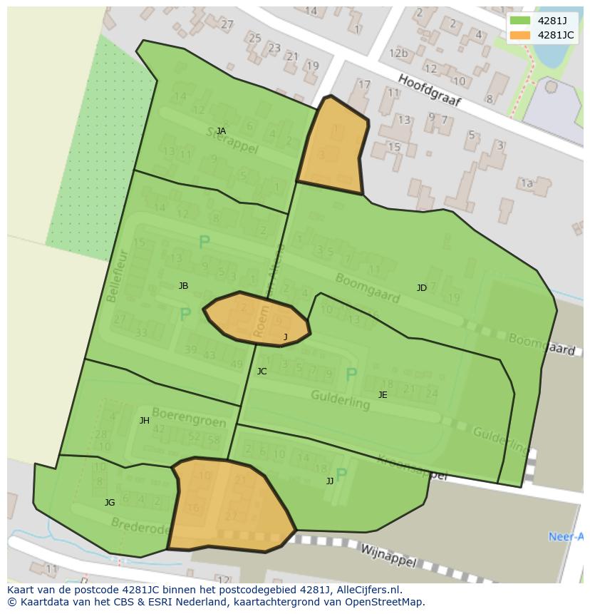 Afbeelding van het postcodegebied 4281 JC op de kaart.
