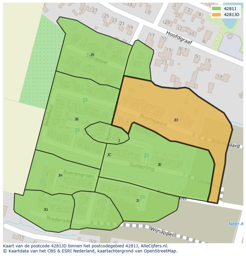 Afbeelding van het postcodegebied 4281 JD op de kaart.