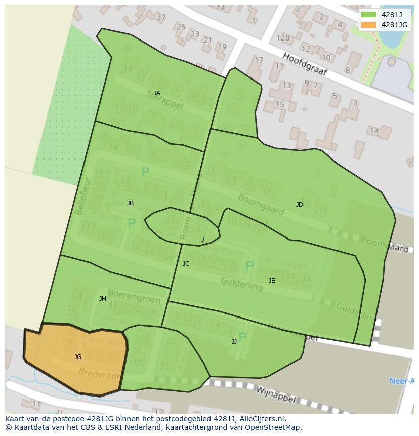 Afbeelding van het postcodegebied 4281 JG op de kaart.