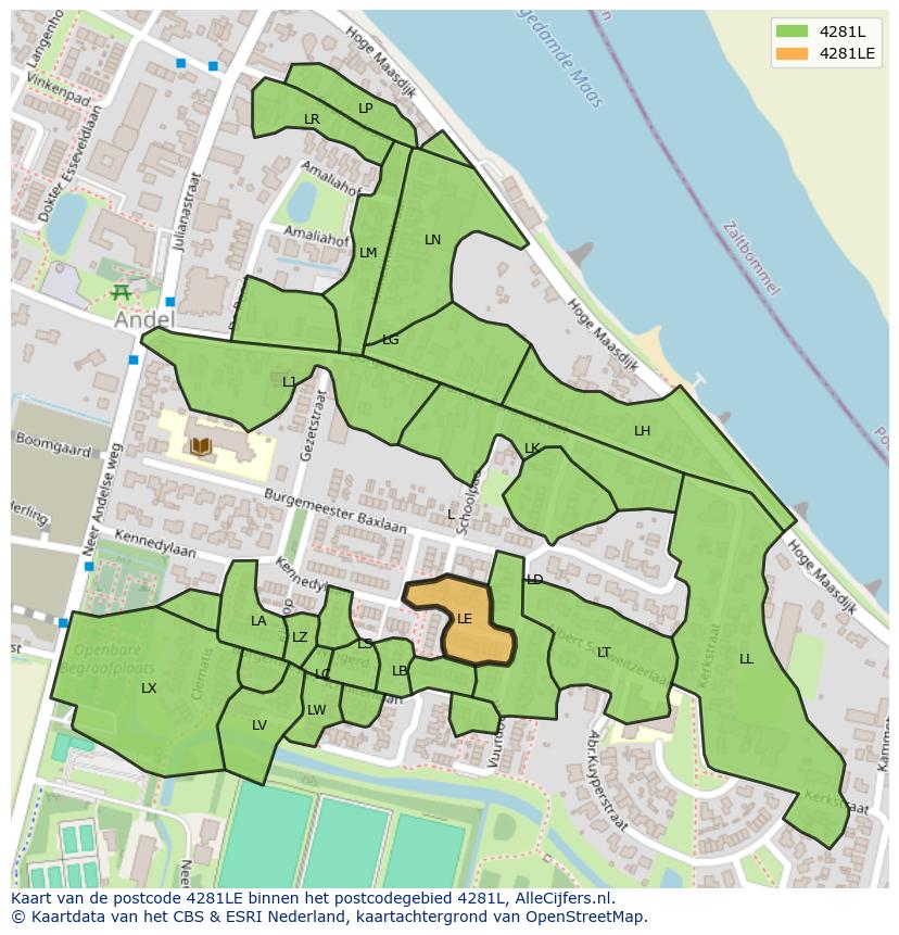 Afbeelding van het postcodegebied 4281 LE op de kaart.