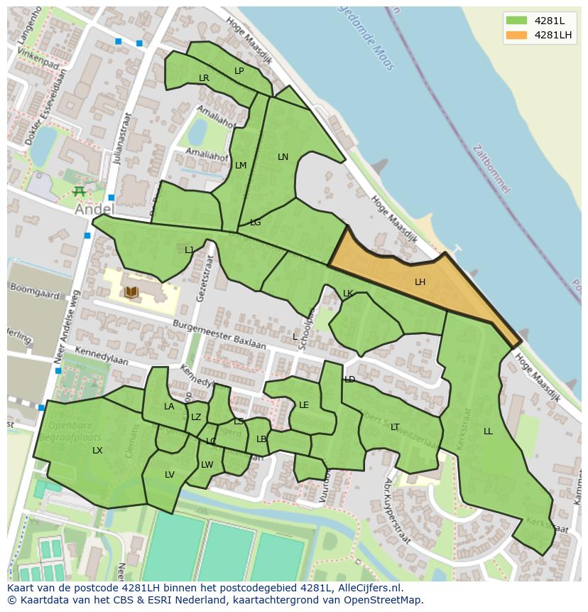 Afbeelding van het postcodegebied 4281 LH op de kaart.