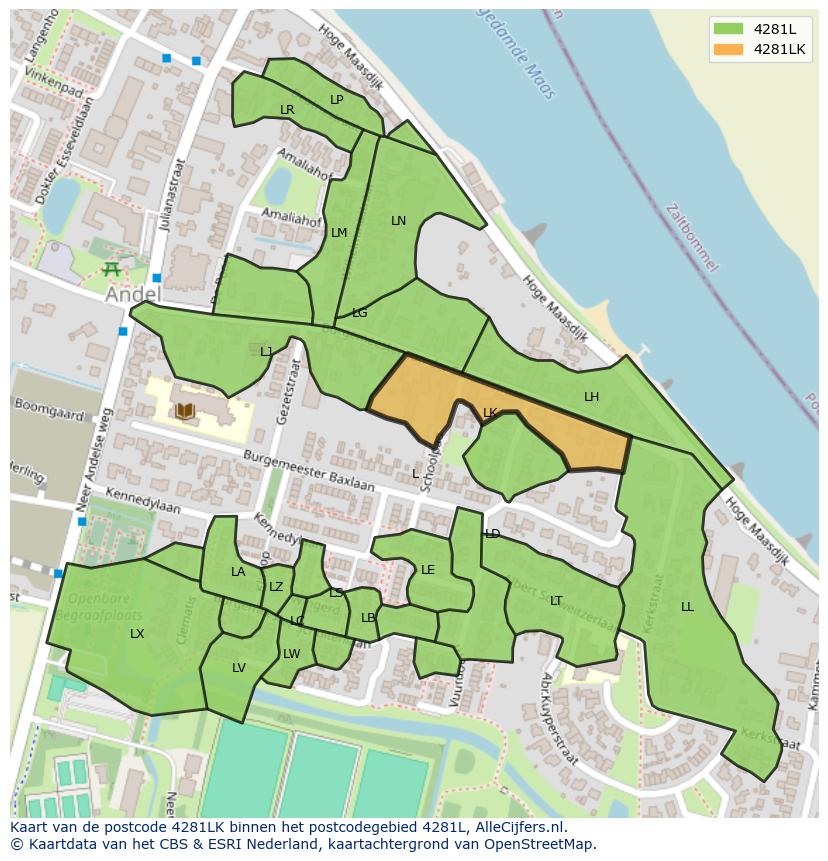 Afbeelding van het postcodegebied 4281 LK op de kaart.