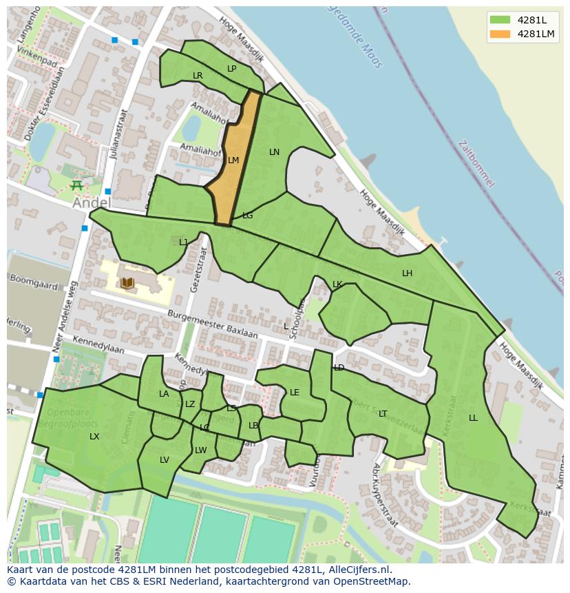 Afbeelding van het postcodegebied 4281 LM op de kaart.