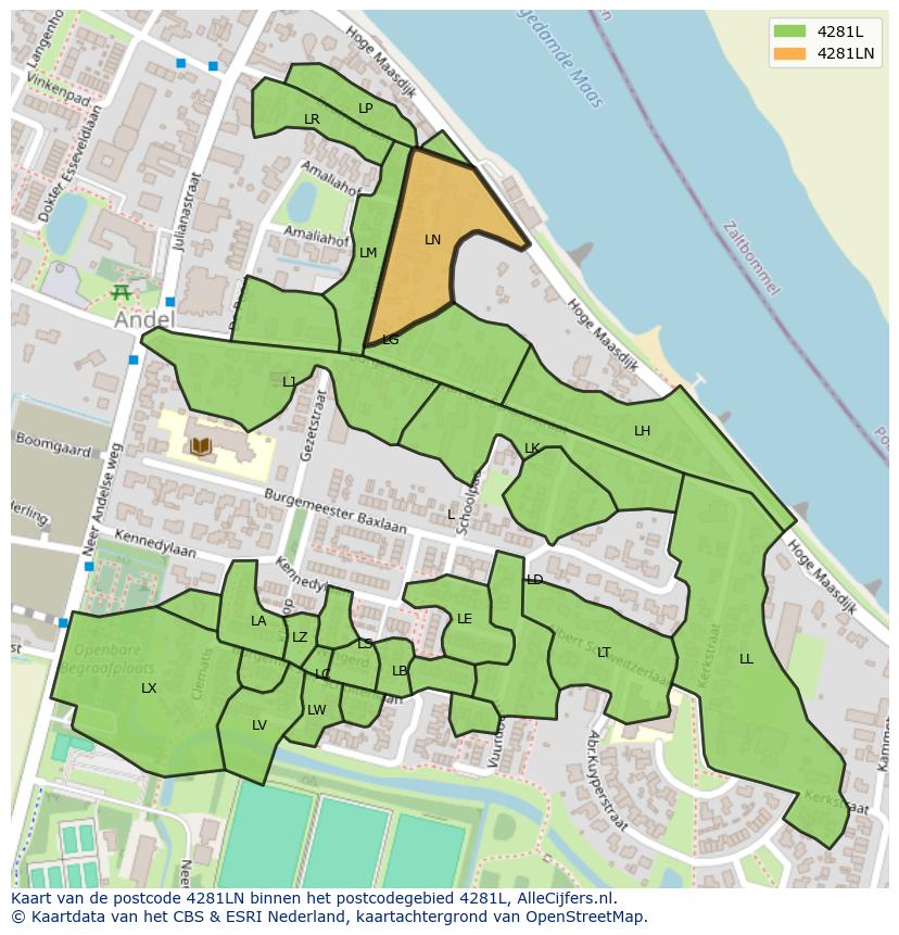 Afbeelding van het postcodegebied 4281 LN op de kaart.