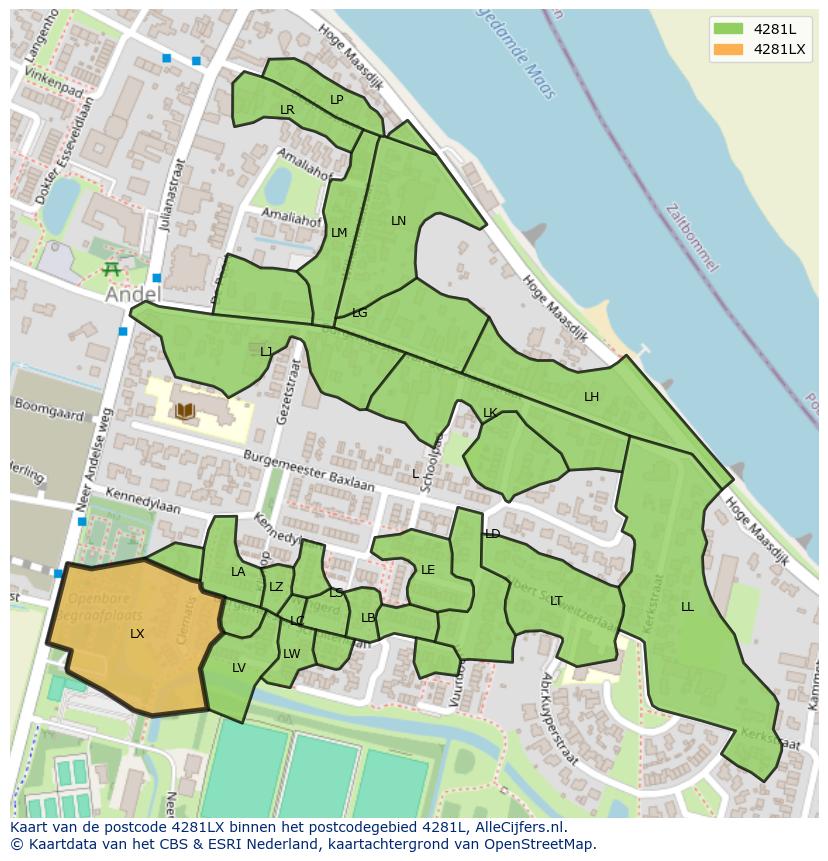 Afbeelding van het postcodegebied 4281 LX op de kaart.