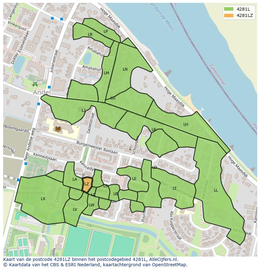 Afbeelding van het postcodegebied 4281 LZ op de kaart.