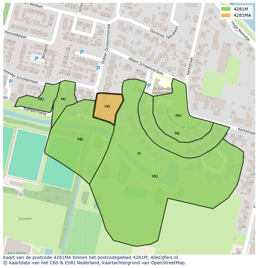 Afbeelding van het postcodegebied 4281 MA op de kaart.
