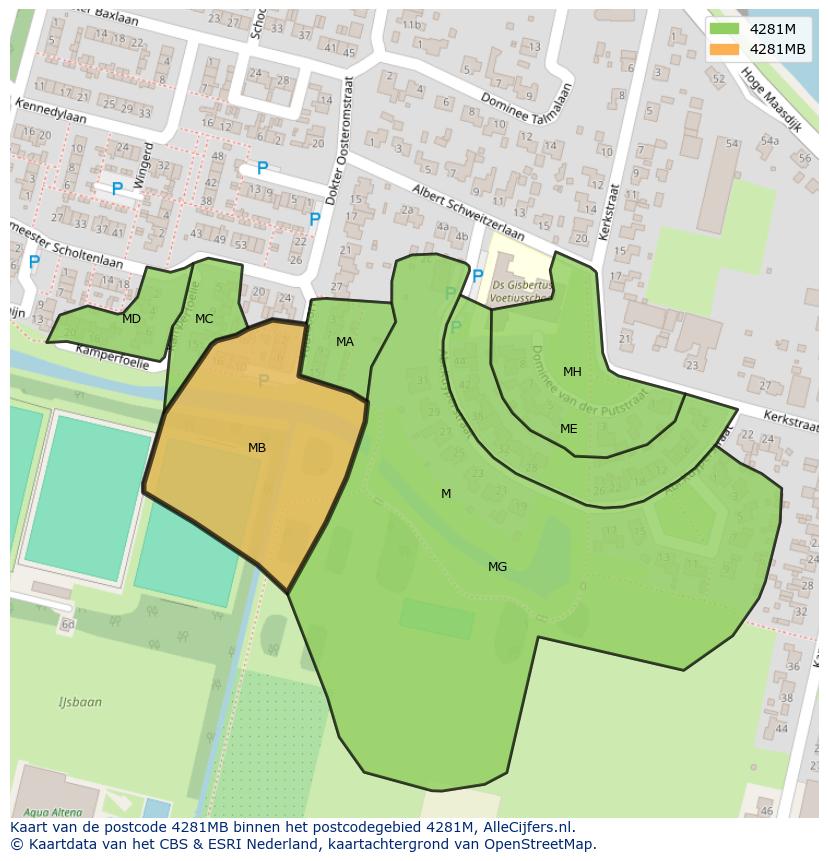 Afbeelding van het postcodegebied 4281 MB op de kaart.